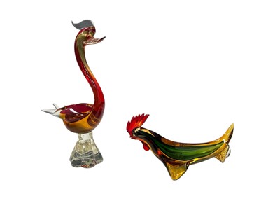 Lot 65 - Two art glass birds, the tallest is 28cm.