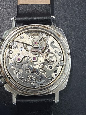 Lot 679 - SWISS EMPEROR - an Incabloc chronograph stainless steel manual wind wristwatch.