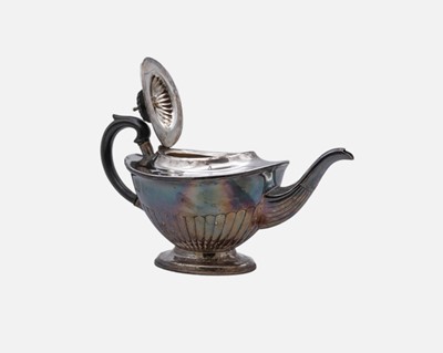 Lot 290 - A modern silver half-fluted teapot.