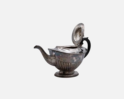 Lot 290 - A modern silver half-fluted teapot.