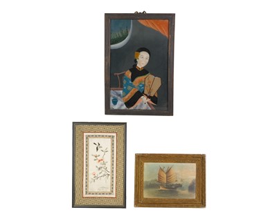 Lot 404 - A Chinese reverse painting on glass, 20th century.