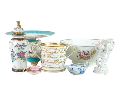 Lot 586 - An English porcelain punch bowl.