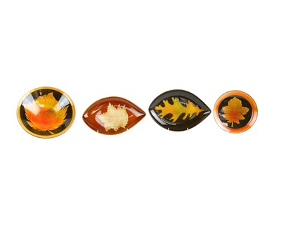 Lot 614 - A Poole Pottery 'Aegean' dish with leaf decoration by Jane Brewer.