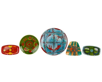 Lot 672 - A Poole Pottery 'Blue Storm' bowl with decoration by Patricia Wells.