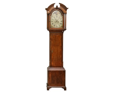 Lot 780 - An eight-day mahogany and crossbanded longcase clock.