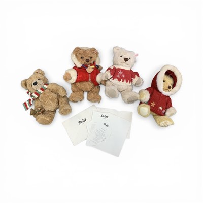 Lot 226 - Four Steiff limited edition Harrods Christmas bears.