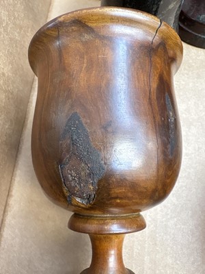 Lot 43 - A mixed lot to include a Jerusalem olive wood goblet.