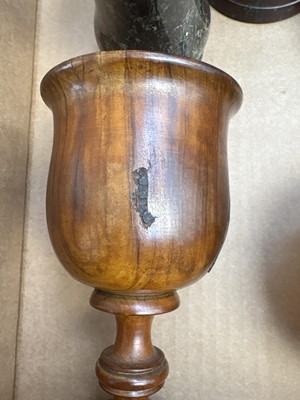Lot 43 - A mixed lot to include a Jerusalem olive wood goblet.