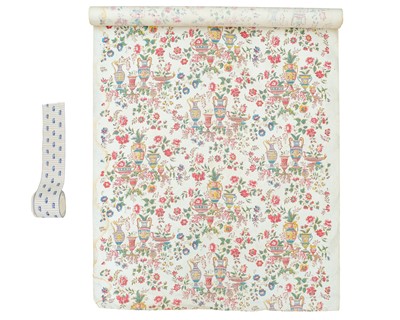 Lot 740 - A roll of circa 1940s waxed cotton wallpaper.