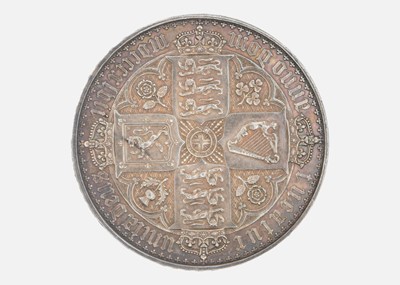 Lot 357 - VICTORIA - A fine 'Gothic' crown silver coin, 1847, with 'UNDECIMO' on edge.