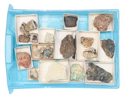 Lot 32 - Six trays of mineral samples, mainly Cornish mining interest.