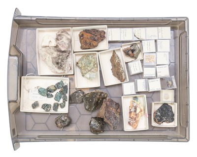 Lot 32 - Six trays of mineral samples, mainly Cornish mining interest.