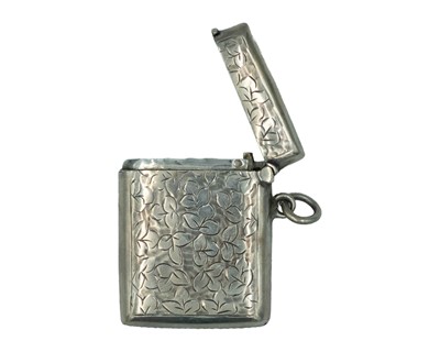 Lot 544 - A silver fob vesta case by Smith & Bartlam.