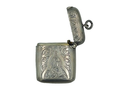 Lot 543 - A silver fob vesta case by Arthur Cook.