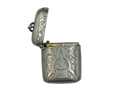 Lot 543 - A silver fob vesta case by Arthur Cook.