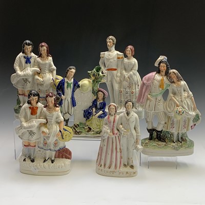 Lot 949 - Victorian Staffordshire figure groups to...