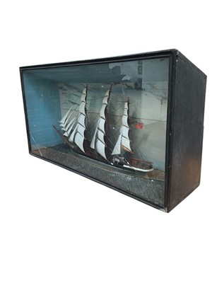 Lot 151 - A Victorian sailor made diorama of a British three masted ship.