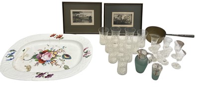 Lot 77 - A tea chest, a large hand painted ceramic...