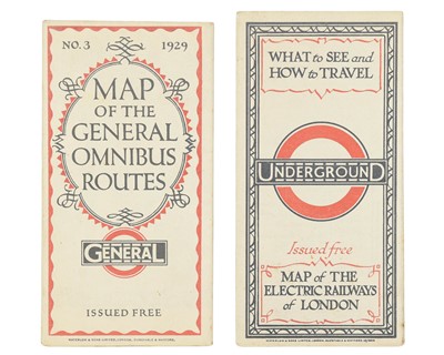 Lot 252 - London Underground/Rail map 1928 and Omnibus Route map 1929.