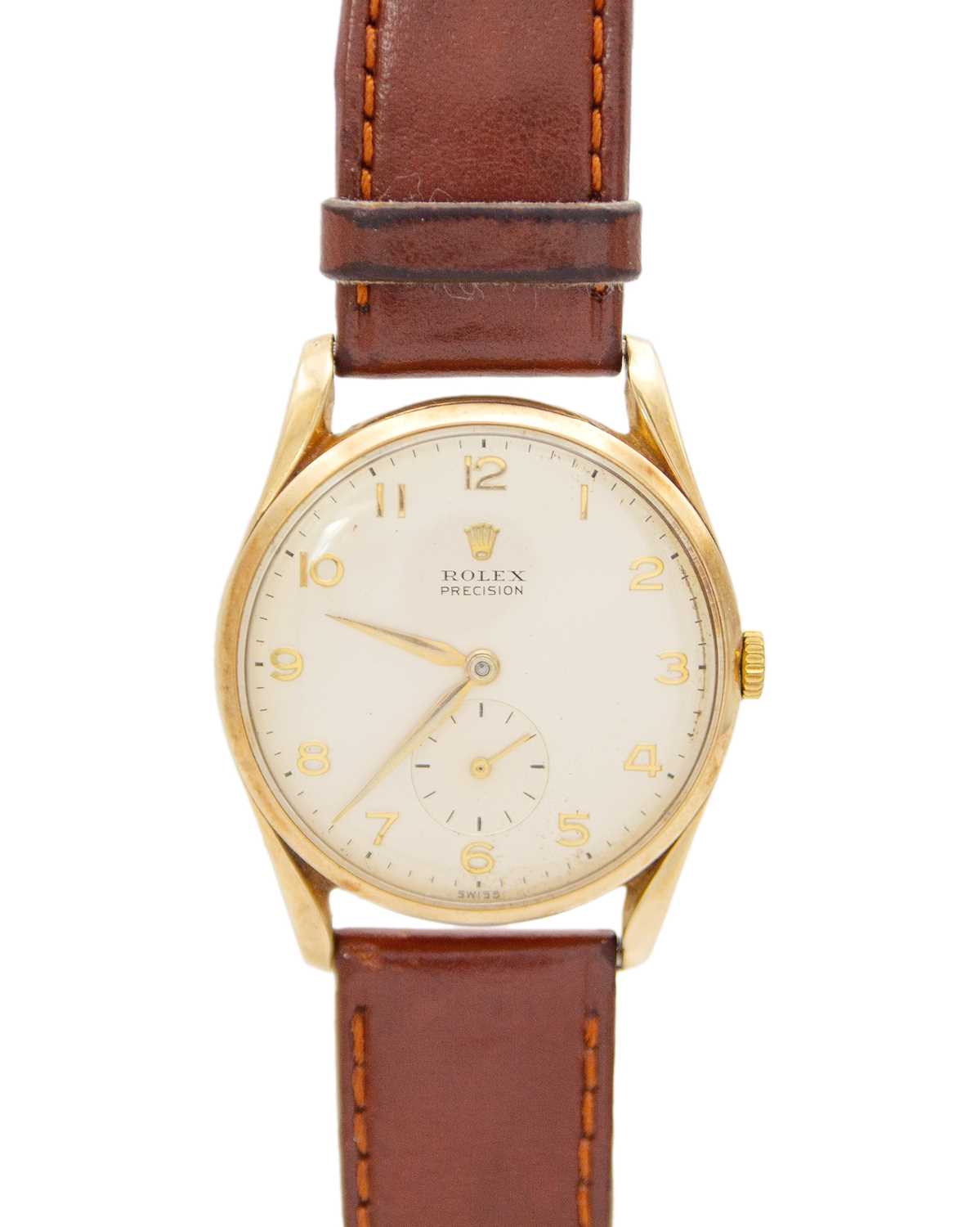 Lot 659 - ROLEX - A Precision 9ct gentleman's manual wind wristwatch.