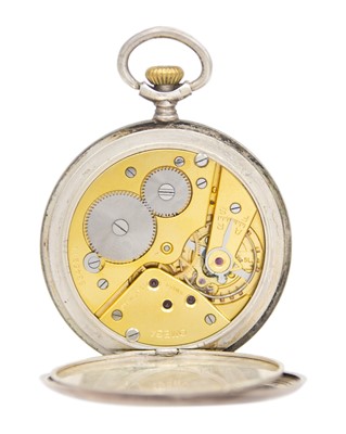 Lot 528 - OMEGA - A 1930's .800 silver keyless wind open face pocket watch.