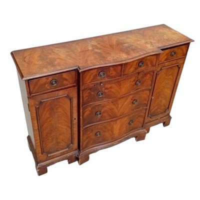 Lot 47 - A walnut veneer Georgian-style sideboard. 34 x...