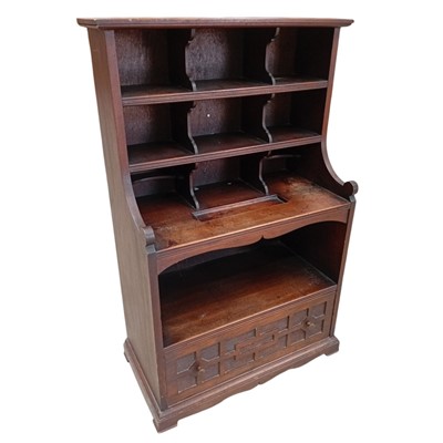 Lot 46 - A diminutive Oak storage cabinet with pigeon...