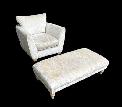 Lot 44 - A Chenille Chair and Footstool. The Chair is...