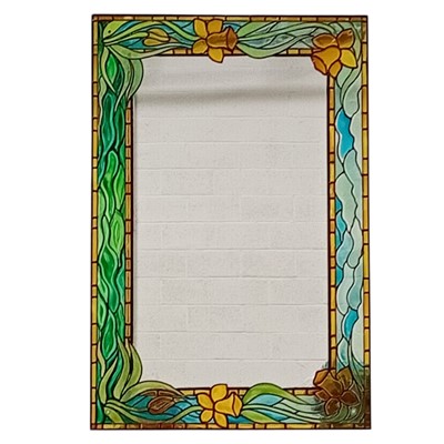 Lot 119 - A stained glass mirror with a floral design....