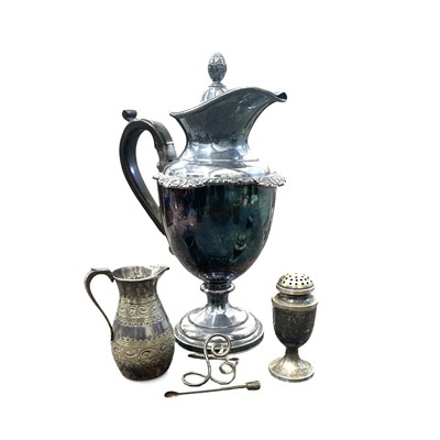 Lot 129 - Five items of silver plate, including a water...