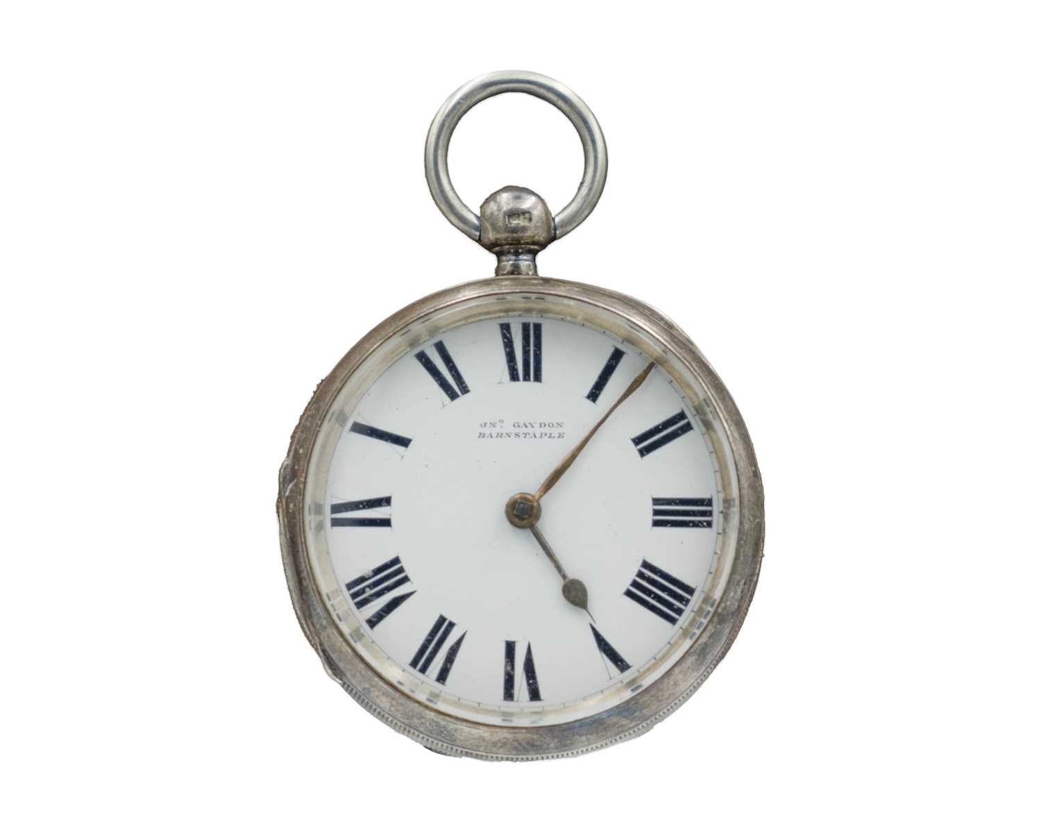 Lot 538 - A silver cased fusee lever pocket watch, signed 'JNO GAYDON BARNSTAPLE'.