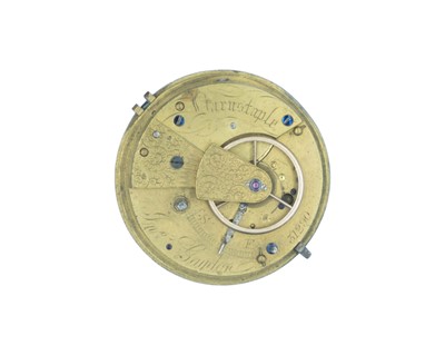 Lot 538 - A silver cased fusee lever pocket watch, signed 'JNO GAYDON BARNSTAPLE'.
