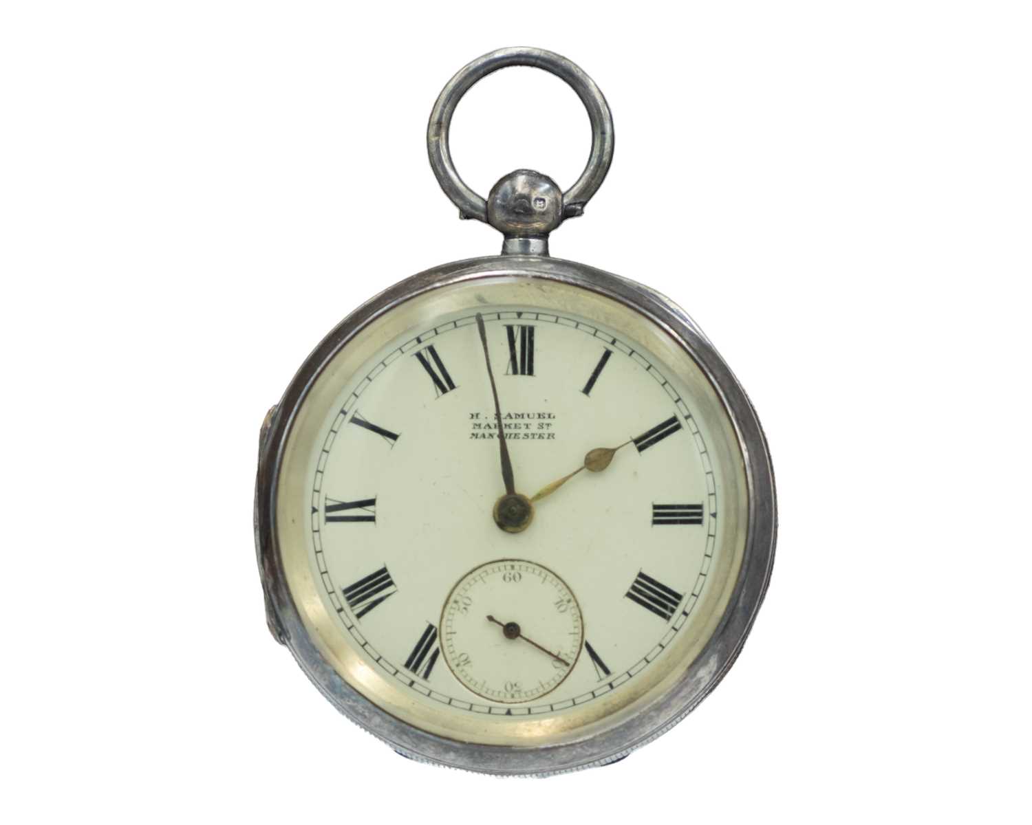 Lot 539 - H. SAMUEL - A silver cased key wind open face lever pocket watch.