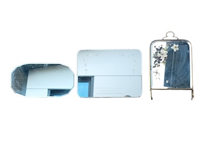 Lot 165 - Three mirrors. A vintage bevelled-edge...