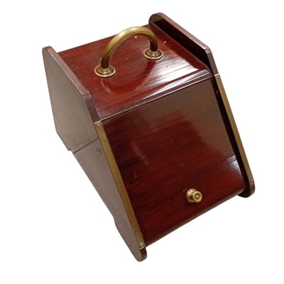 Lot 170 - A vintage mahogany fire side coal scuttle with...