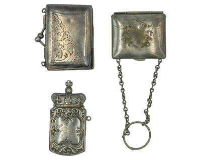 Lot 232 - A silver-plated vesta case, and two silver-plated coin purses.