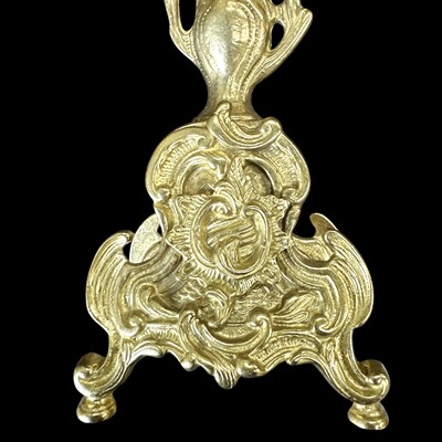 Lot 27 - A pair of gilt-brass Rococo style five-arm...