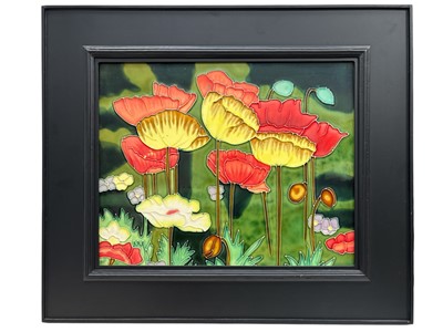 Lot 33 - A decorative painted ceramic panel depicting...