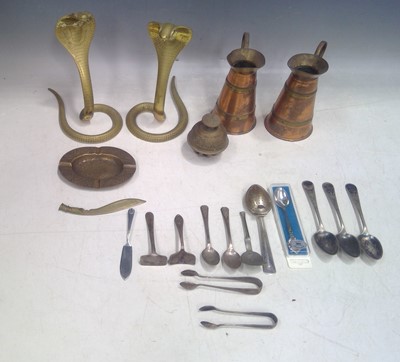 Lot 32 - Two 20cm tall Brass Cobras, Two Copper and...