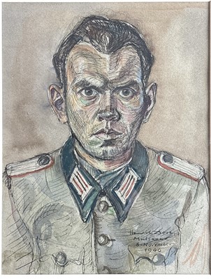 Lot 11 - A portrait of a German WWII prisoner of war,...