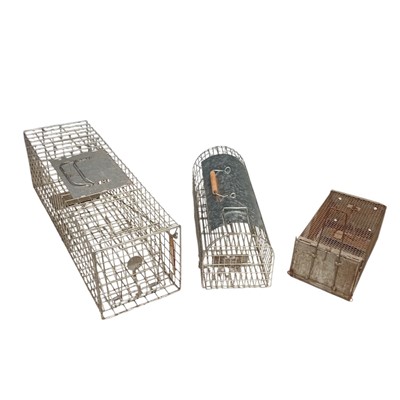 Lot 55 - Three assorted animal Traps/Cages. The largest...