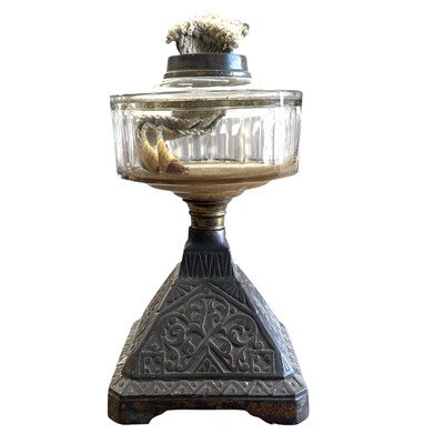 Lot 96 - A cast-iron oil lamp base,26cm tall.