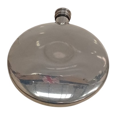 Lot 45 - A pewter flask with a Celtic horse design....