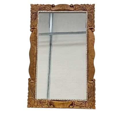 Lot 112 - A carved wood gilt finish wall mirror. 50 x 80cm.