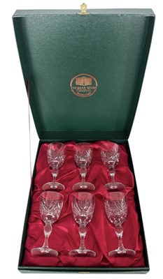 Lot 121 - A boxed set of six Thomas Webb crystal sherry...