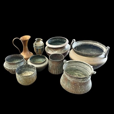 Lot 121 - Middle Eastern pots and a Chinese champleve...