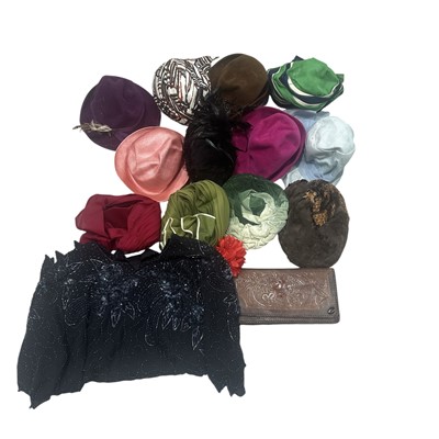 Lot 141 - A selection of vintage hats, a beaded top,...