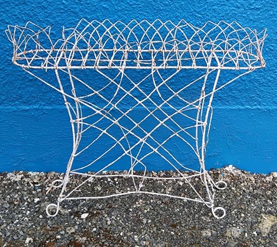 Lot 432 - A white-painted wirework conservatory plant stand.