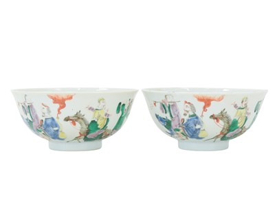 Lot 347 - A pair of Chinese Famille Verte bowls.