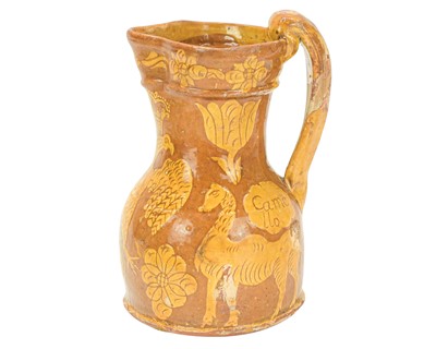 Lot 594 - A good North Devon slipware harvest jug, probably Barnstaple.